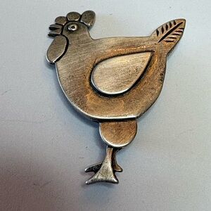 Sterling Silver Chicken Bird Brooch